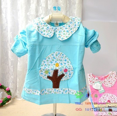 秀贝缘韩版翻领碎花苹果树防水反穿衣罩衣 批发新款童装选购指南